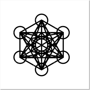 Metatron's Cube Sacred Geometry Black Posters and Art